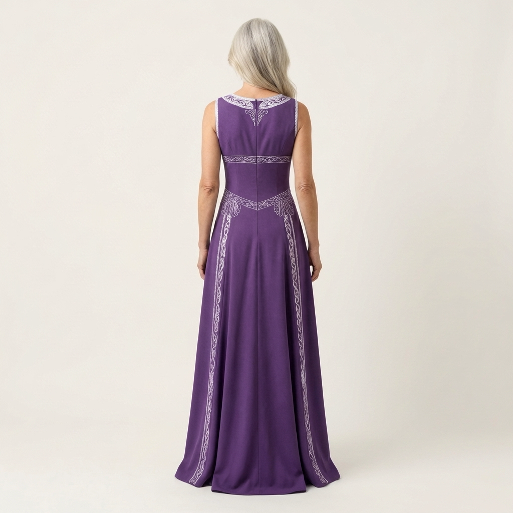 Jessabell | V-Neck Halter Celtic-Embroidered A-Line Maxi Dress