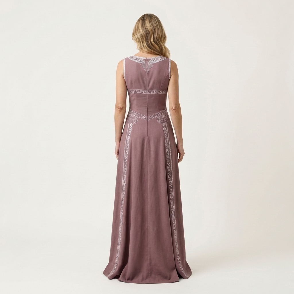 Jessabell | V-Neck Halter Celtic-Embroidered A-Line Maxi Dress