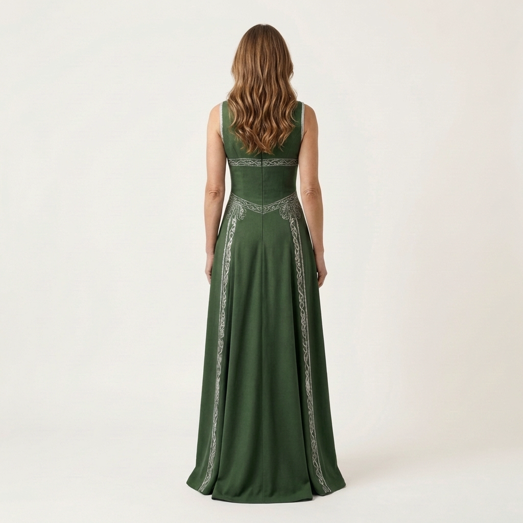 Jessabell | V-Neck Halter Celtic-Embroidered A-Line Maxi Dress