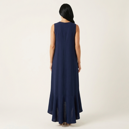 Muriella | V-Neck Sleeveless Asymmetric Ruffle-Hem Maxi Dress