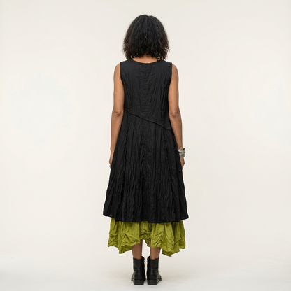 Alice | Sleeveless Crew-Neck Faux Two-Piece Embroidered Maxi Dress