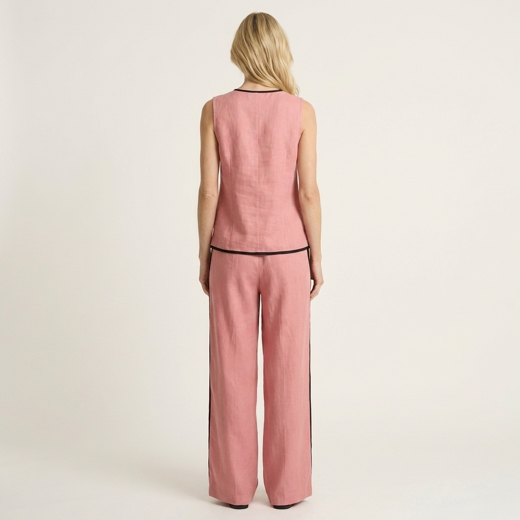 Rubiana | Sleeveless Top & Wide-Leg Trouser Set with Contrast Trim
