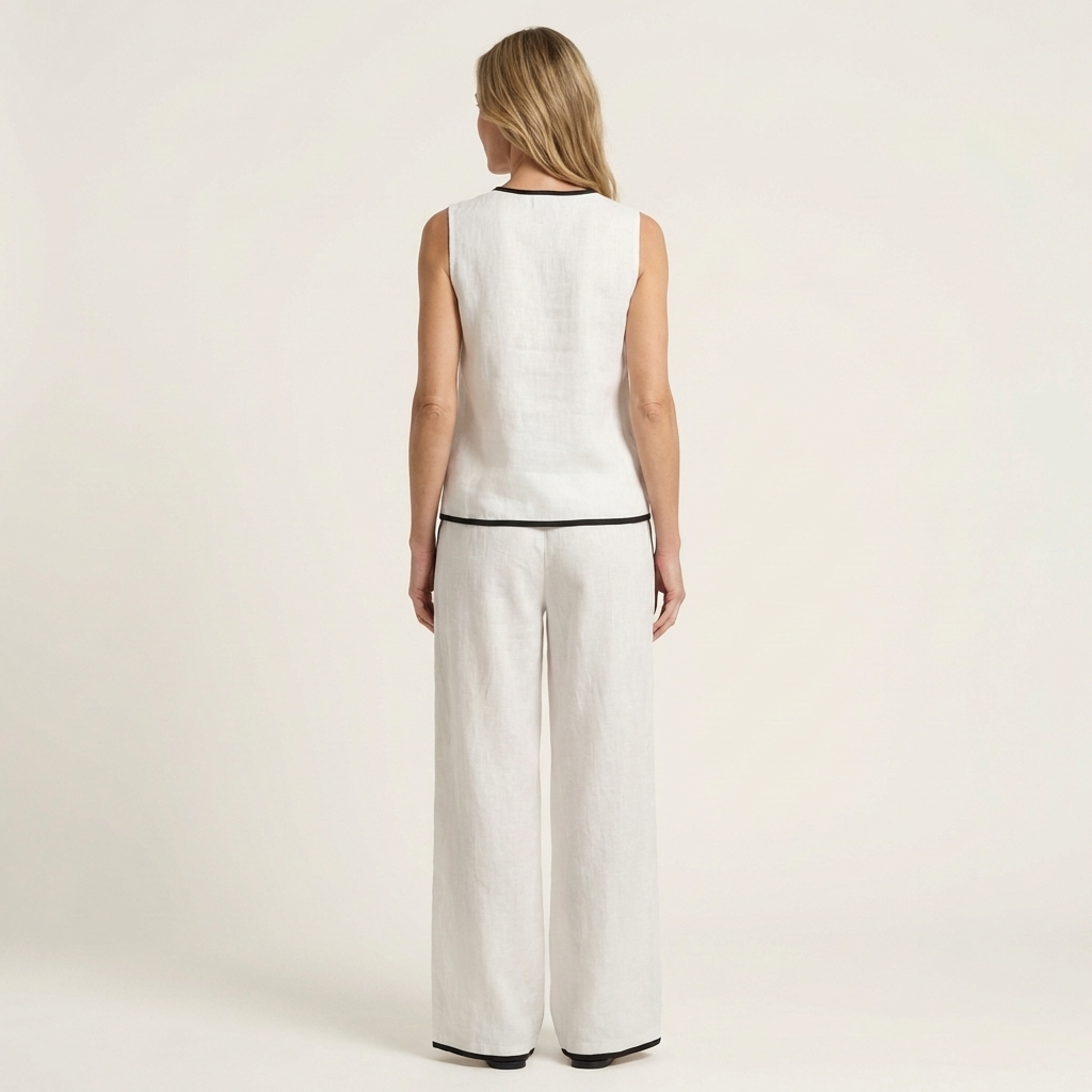Rubiana | Sleeveless Top & Wide-Leg Trouser Set with Contrast Trim