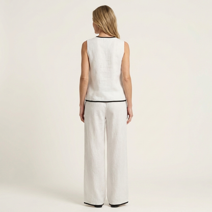 Rubiana | Sleeveless Top & Wide-Leg Trouser Set with Contrast Trim