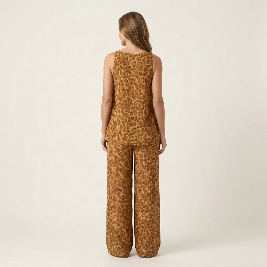 Anivia | Flowy Leopard Print Halter Top & Wide-Leg Trouser Set