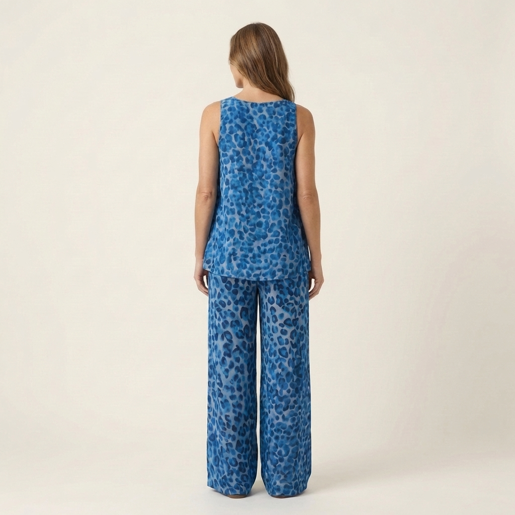 Anivia | Flowy Leopard Print Halter Top & Wide-Leg Trouser Set