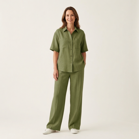 Patricia | Relaxed Linen-Look Shirt & Wide-Leg Trouser Set