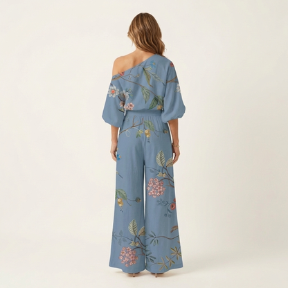 Marilla | One-Shoulder Printed Top & Full Maxi Skirt Set