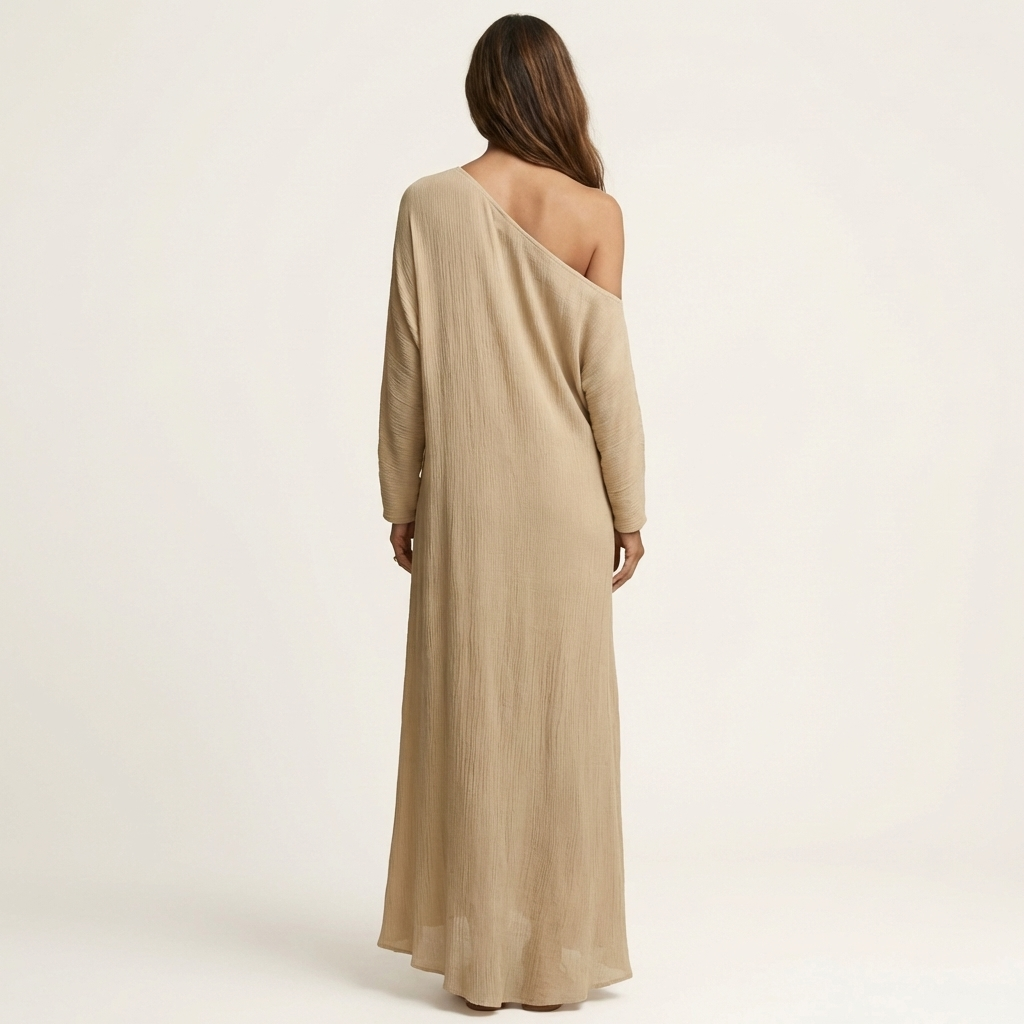 Anne | One-Shoulder Long-Sleeve Maxi Dress with Side Slit