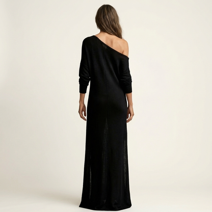 Anne | One-Shoulder Long-Sleeve Maxi Dress with Side Slit