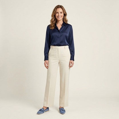 Gia | Pointed-Toe Knit Flat with Contrast Trim & Knot Detail