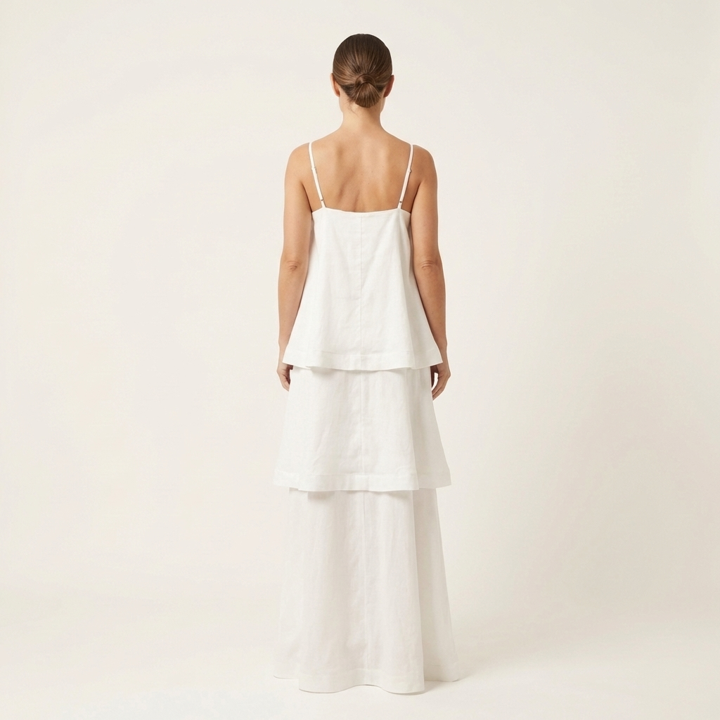Cienna | Satin Tiered Ruffle Maxi Dress with Spaghetti Straps