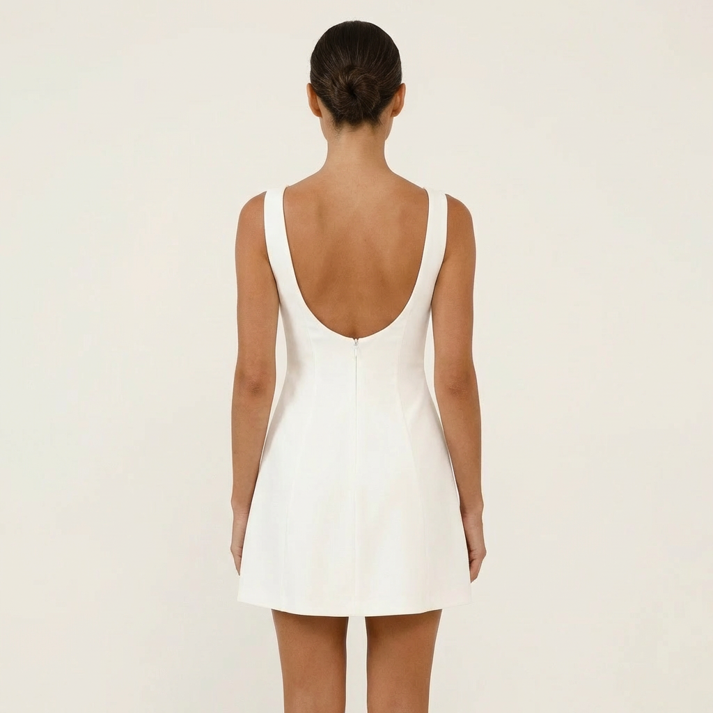 Tijania | Sleeveless Open-Back Mini Dress with A-Line Skirt
