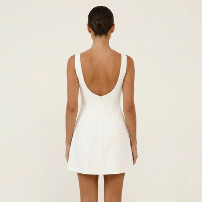 Tijania | Sleeveless Open-Back Mini Dress with A-Line Skirt