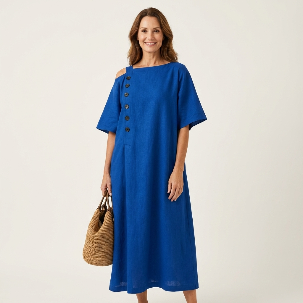 Kaylia | Cold-Shoulder Linen Maxi Dress