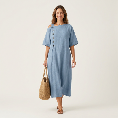 Kaylia | Cold-Shoulder Linen Maxi Dress
