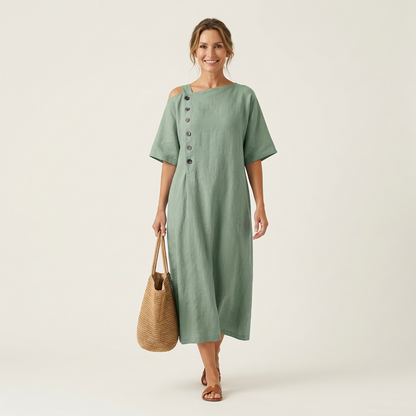 Kaylia | Cold-Shoulder Linen Maxi Dress