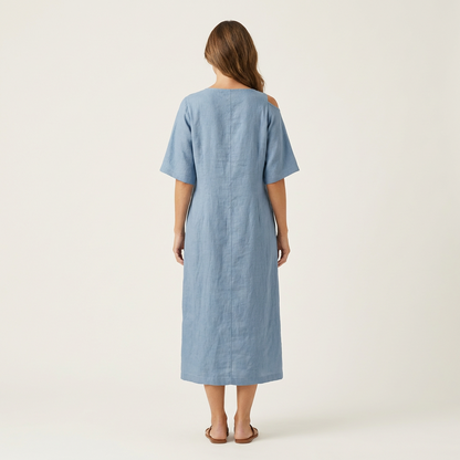Kaylia | Cold-Shoulder Linen Maxi Dress