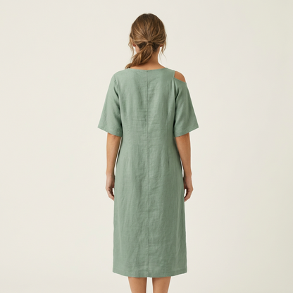 Kaylia | Cold-Shoulder Linen Maxi Dress
