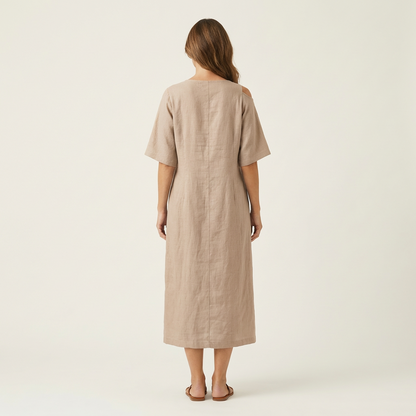 Kaylia | Cold-Shoulder Linen Maxi Dress