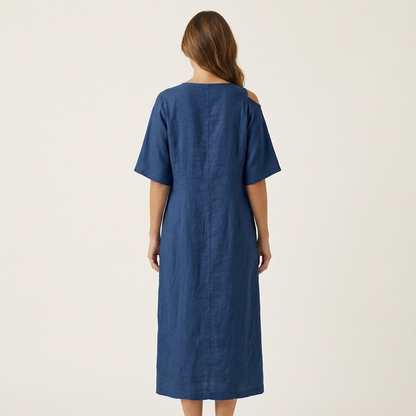 Kaylia | Cold-Shoulder Linen Maxi Dress