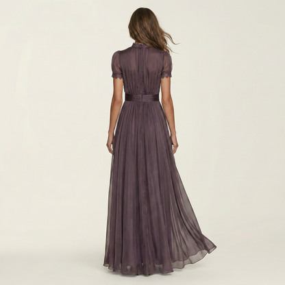 Flawia | Keyhole-Neck Chiffon Maxi Dress