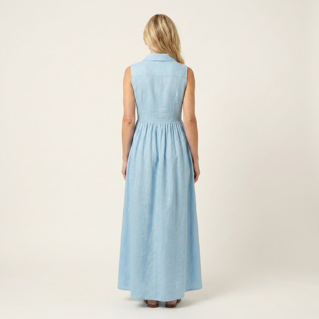 Irenia | Sleeveless Button-Front A-Line Maxi Dress