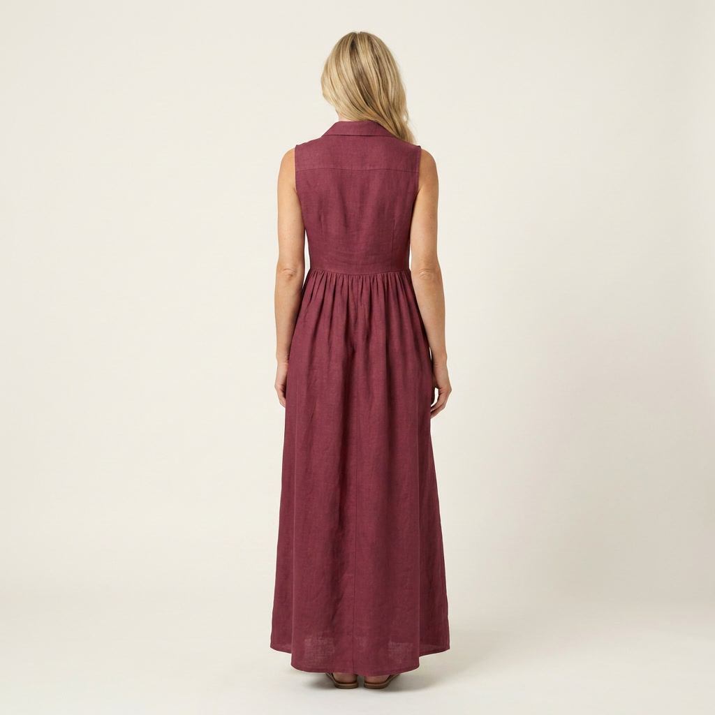Irenia | Sleeveless Button-Front A-Line Maxi Dress