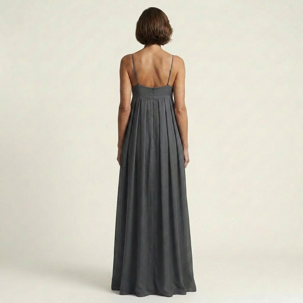Miriam | Embroidered Fish Keyhole Spaghetti-Strap Maxi Dress