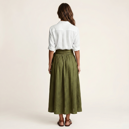 Nissa | Button-Down Shirt and Tie-Waist Maxi Skirt Set