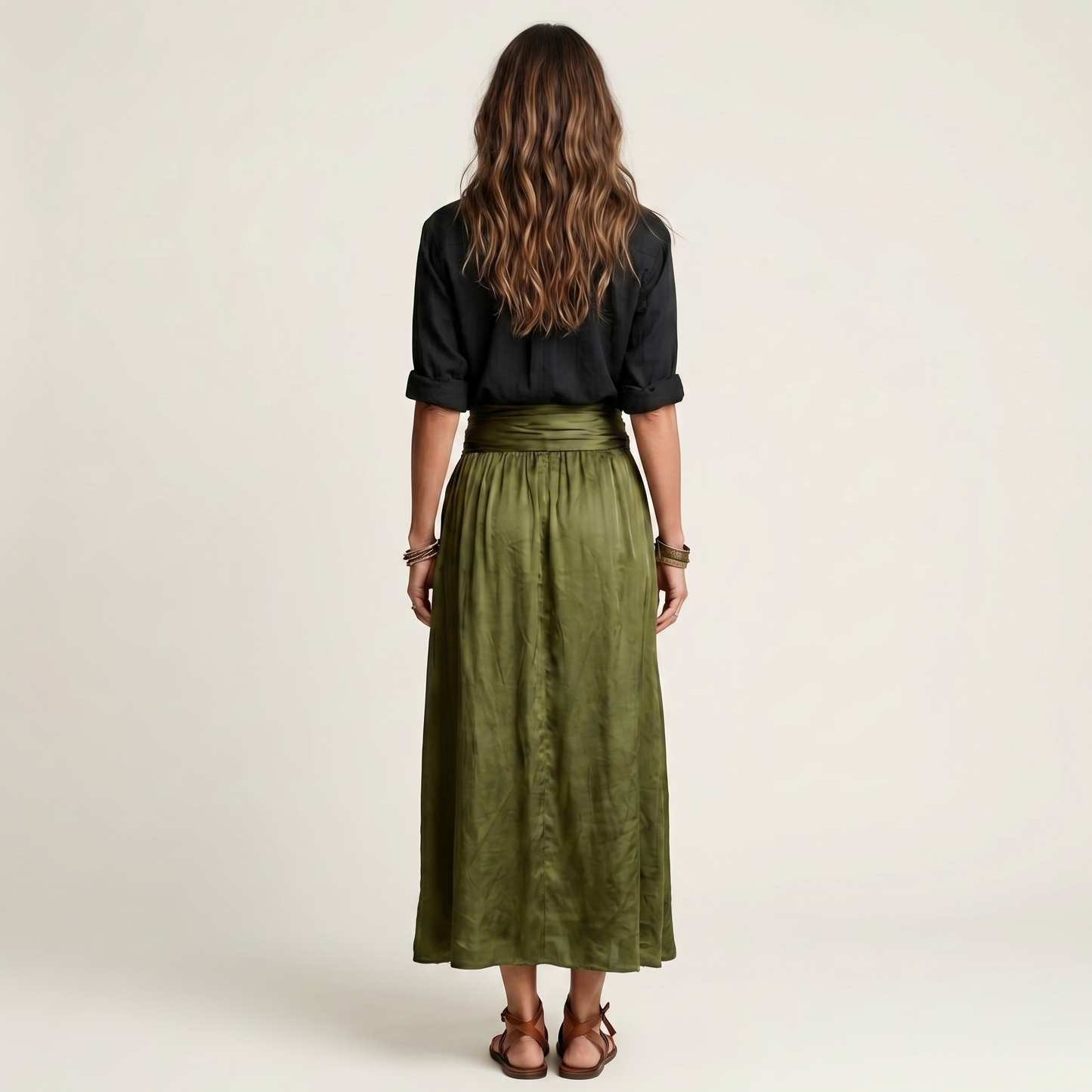 Nissa | Button-Down Shirt and Tie-Waist Maxi Skirt Set