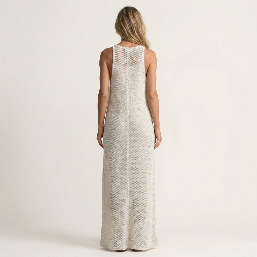 Lora | Open-Knit V-Neck Spaghetti-Strap Maxi Dress