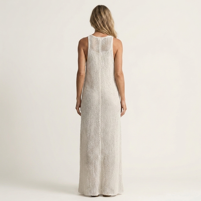 Lora | Open-Knit V-Neck Spaghetti-Strap Maxi Dress