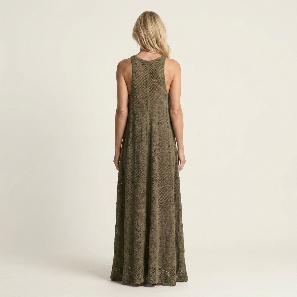 Lora | Open-Knit V-Neck Spaghetti-Strap Maxi Dress