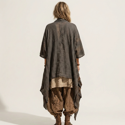 Abelina | Tribal Embroidered Top, Harem Pant & Kimono Three-Piece Set