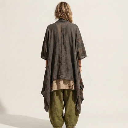 Abelina | Tribal Embroidered Top, Harem Pant & Kimono Three-Piece Set