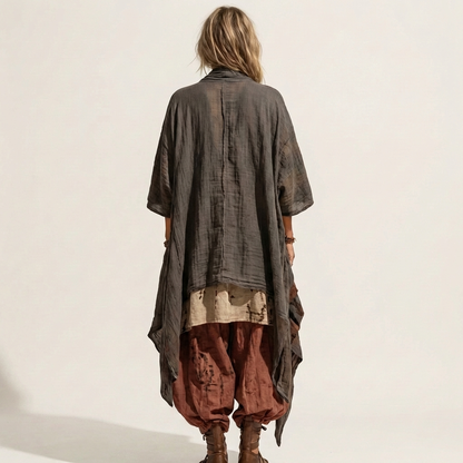 Abelina | Tribal Embroidered Top, Harem Pant & Kimono Three-Piece Set