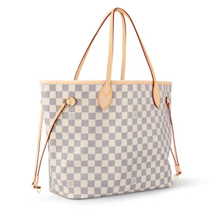 Louis Vuitton Damier Azur Canvas Neverfull MM Tote Bag - Beige