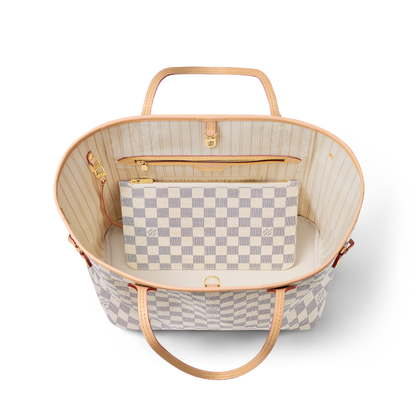 Louis Vuitton Damier Azur Canvas Neverfull MM Tote Bag - Beige