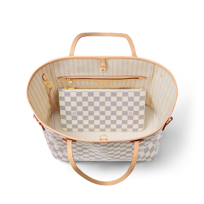 Louis Vuitton Damier Azur Canvas Neverfull MM Tote Bag - Beige