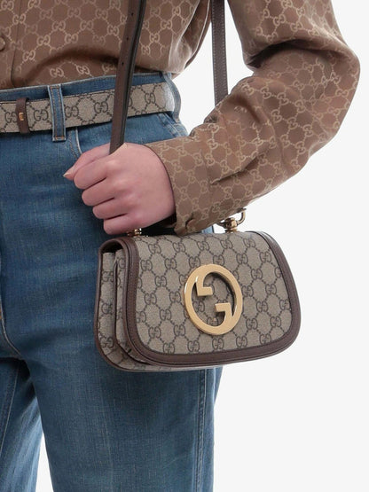 Gucci Blondie Mini GG Supreme Canvas Shoulder Bag - Beige