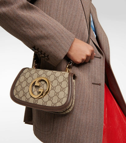 Gucci Blondie Mini GG Supreme Canvas Shoulder Bag - Beige