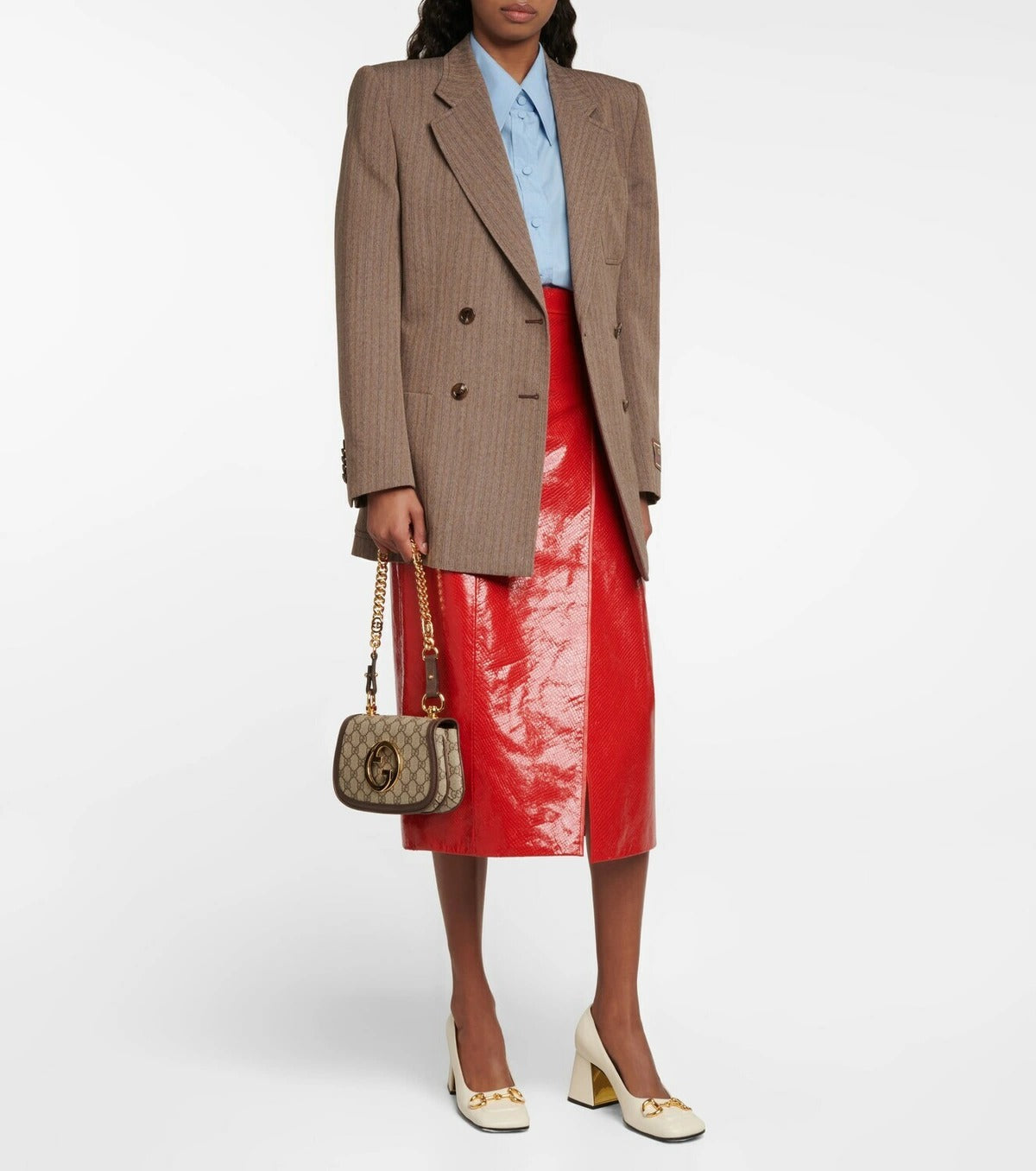 Gucci Blondie Mini GG Supreme Canvas Shoulder Bag - Beige