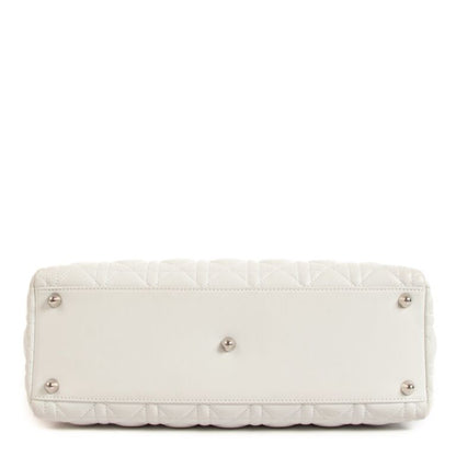 Dior Large Lady Dior Cannage Lambskin Bag - Latte